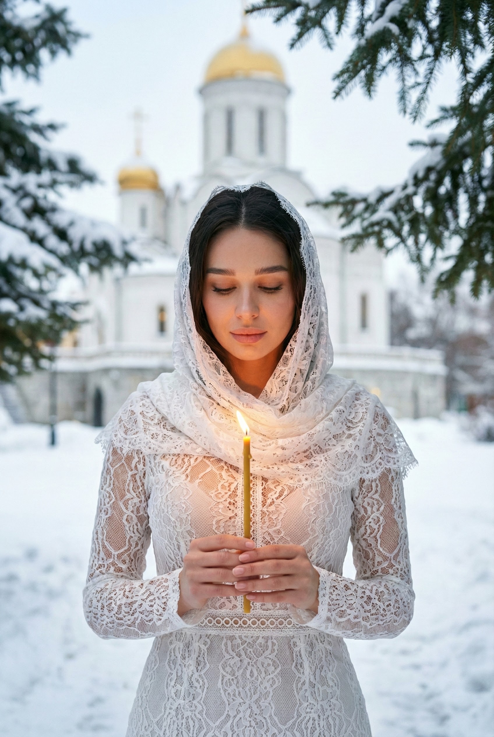 На фоне церкви 